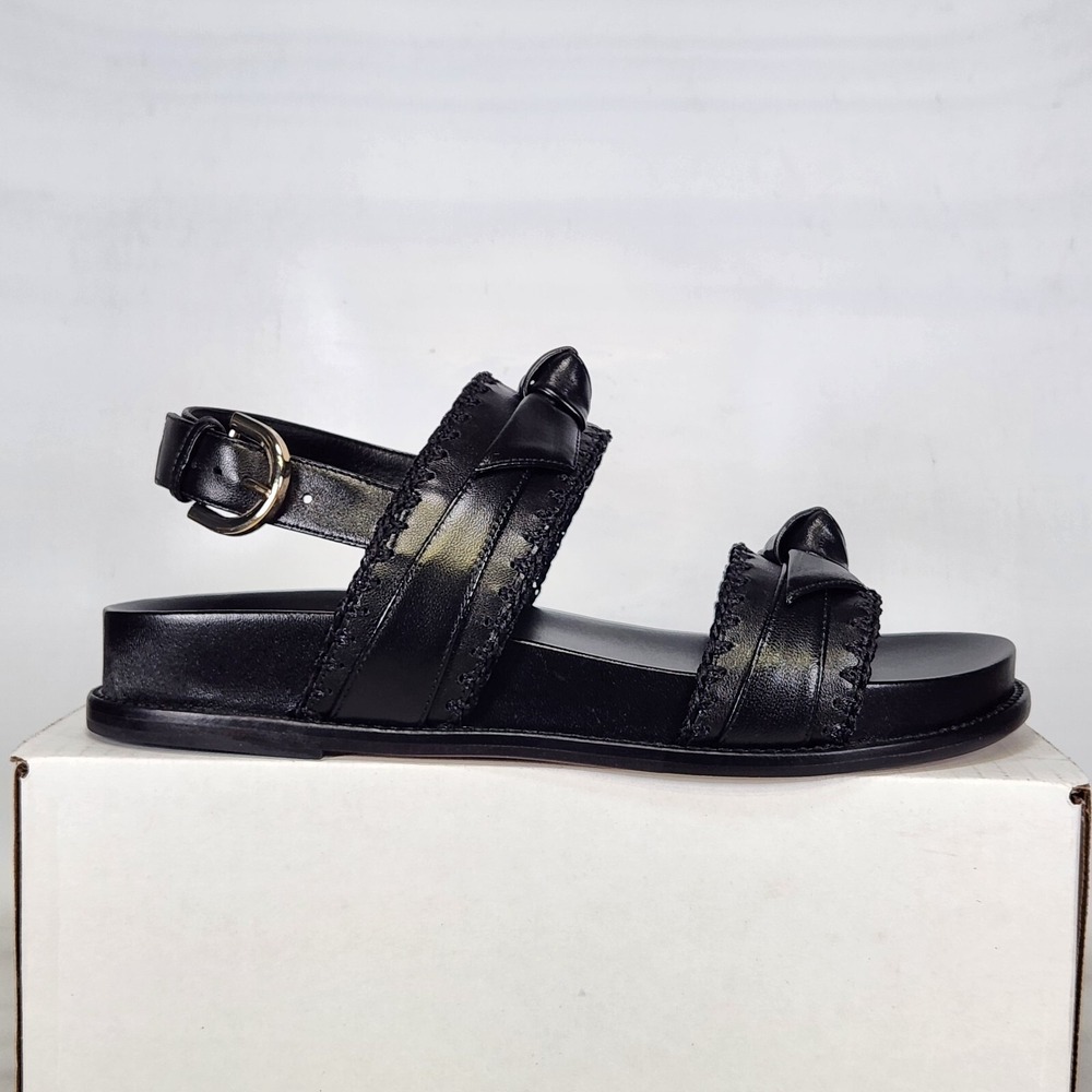 Alexandre Birman Regina Sport Sandal Women Size 38.5 Black Nappa Crochet Knot